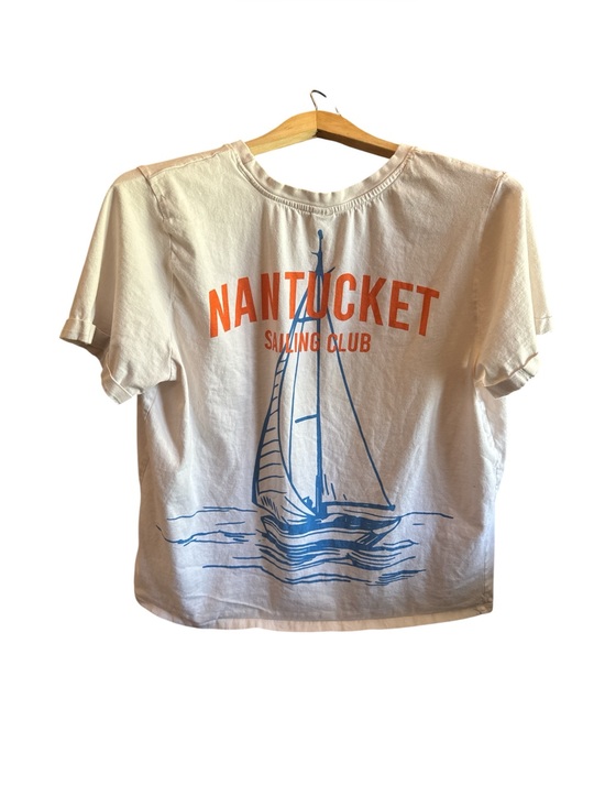 Vibe’n Tops - Vibe Nantucket Sailing Club Tee - Cream with Orange & Blue Graphics Size 1XL